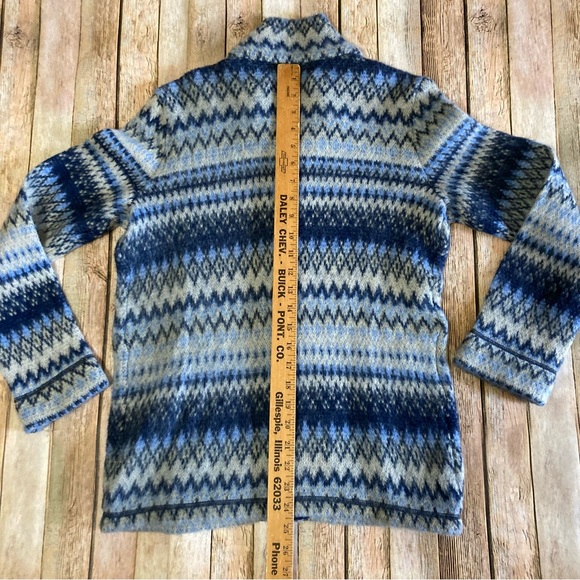 J.Jill Wool Angora Blend Blue Fair Isle Full Zip Sweater Women’s Size S Tall - Picture 7 of 10